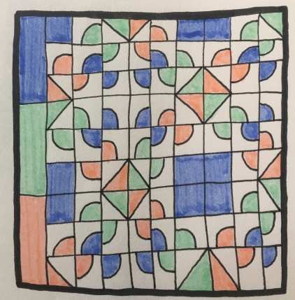 Drawing of a quilt pattern